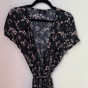 Vici Navy Dress with Soft Pink Floral Print